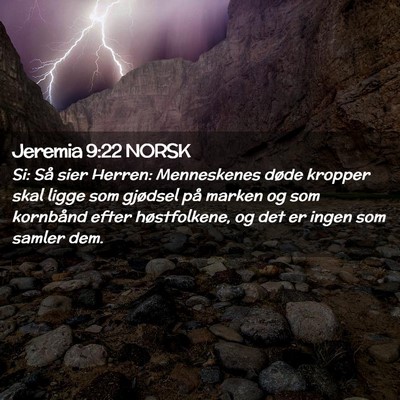 Picture 02 - Jeremia 9:22 NORSK - Si: Så sier Herren: Menneskenes døde kropper - Bible Verse Picture