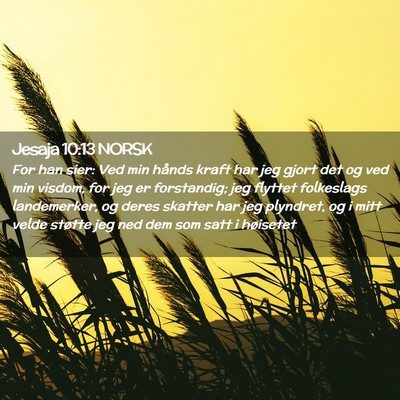 Picture 02 - Jesaja 10:13 NORSK - For han sier: Ved min hånds kraft har jeg gjort - Bible Verse Picture