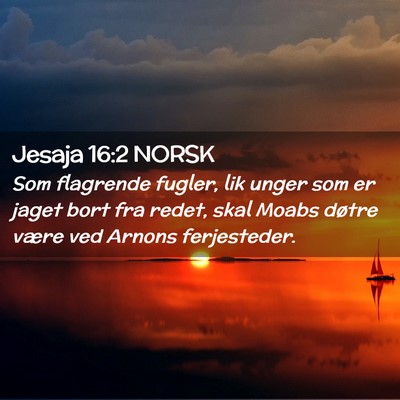 Picture 02 - Jesaja 16:2 NORSK - Som flagrende fugler, lik unger som er jaget bort - Bible Verse Picture