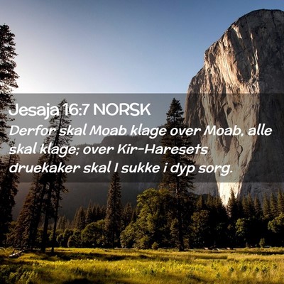 Picture 02 - Jesaja 16:7 NORSK - Derfor skal Moab klage over Moab, alle skal - Bible Verse Picture