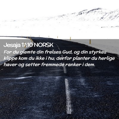 Picture 02 - Jesaja 17:10 NORSK - For du glemte din frelses Gud, og din styrkes - Bible Verse Picture