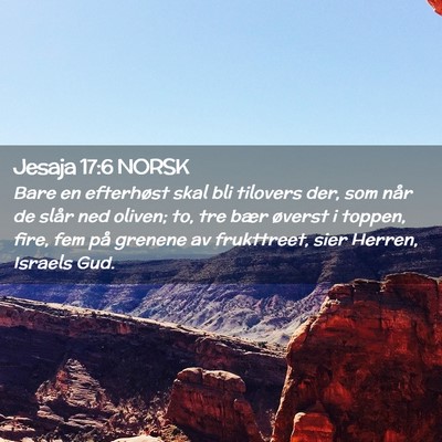 Picture 02 - Jesaja 17:6 NORSK - Bare en efterhøst skal bli tilovers der, som - Bible Verse Picture