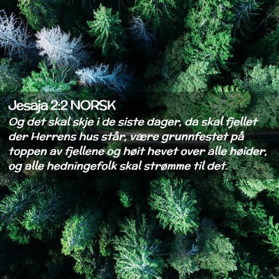 Picture 02 - Jesaja 2:2 NORSK - Og det skal skje i de siste dager, da skal - Bible Verse Picture