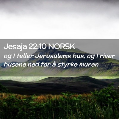 Picture 02 - Jesaja 22:10 NORSK - og I teller Jerusalems hus, og I river husene ned - Bible Verse Picture
