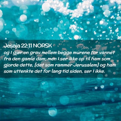 Picture 02 - Jesaja 22:11 NORSK - og I gjør en grav mellem begge murene for vannet - Bible Verse Picture