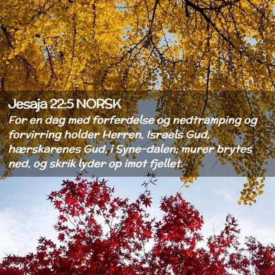 Picture 02 - Jesaja 22:5 NORSK - For en dag med forferdelse og nedtramping og - Bible Verse Picture