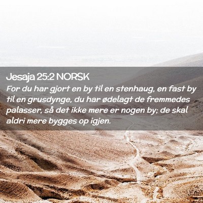 Picture 02 - Jesaja 25:2 NORSK - For du har gjort en by til en stenhaug, en fast - Bible Verse Picture