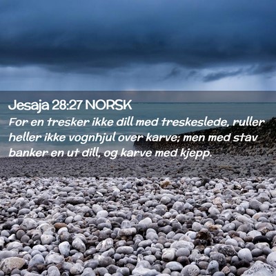 Picture 02 - Jesaja 28:27 NORSK - For en tresker ikke dill med treskeslede, ruller - Bible Verse Picture