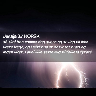 Picture 02 - Jesaja 3:7 NORSK - så skal han samme dag svare og si: Jeg vil ikke - Bible Verse Picture