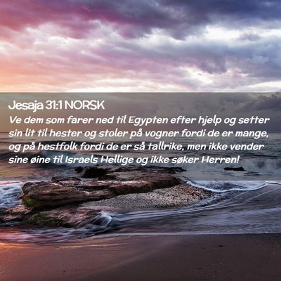 Picture 02 - Jesaja 31:1 NORSK - Ve dem som farer ned til Egypten efter hjelp og - Bible Verse Picture