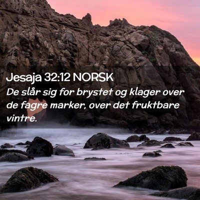 Picture 02 - Jesaja 32:12 NORSK - De slår sig for brystet og klager over de fagre - Bible Verse Picture