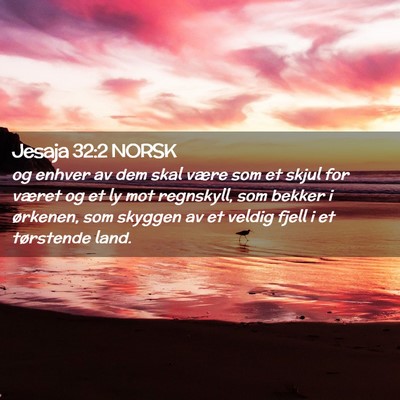 Picture 02 - Jesaja 32:2 NORSK - og enhver av dem skal være som et skjul for - Bible Verse Picture