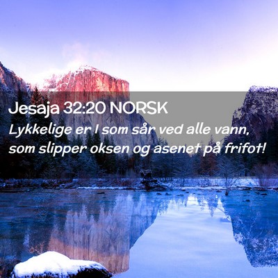 Picture 02 - Jesaja 32:20 NORSK - Lykkelige er I som sår ved alle vann, som - Bible Verse Picture