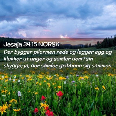 Picture 02 - Jesaja 34:15 NORSK - Der bygger pilormen rede og legger egg og klekker - Bible Verse Picture