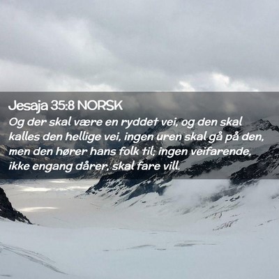 Picture 02 - Jesaja 35:8 NORSK - Og der skal være en ryddet vei, og den skal - Bible Verse Picture