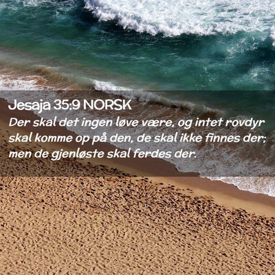 Picture 02 - Jesaja 35:9 NORSK - Der skal det ingen løve være, og intet rovdyr - Bible Verse Picture