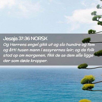 Picture 02 - Jesaja 37:36 NORSK - Og Herrens engel gikk ut og slo hundre og fem og - Bible Verse Picture