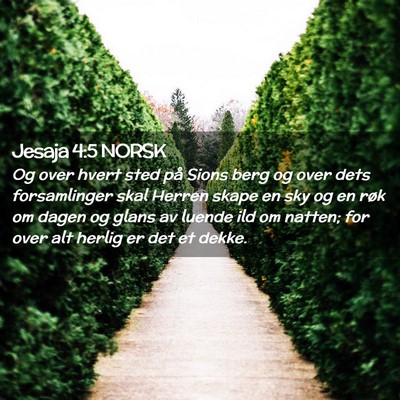Picture 02 - Jesaja 4:5 NORSK - Og over hvert sted på Sions berg og over dets - Bible Verse Picture