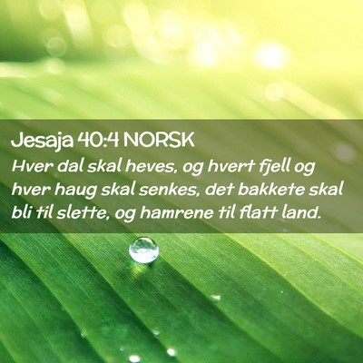Picture 02 - Jesaja 40:4 NORSK - Hver dal skal heves, og hvert fjell og hver haug - Bible Verse Picture