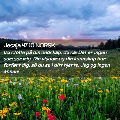 Picture 02 - Jesaja 47:10 NORSK - Du stolte på din ondskap, du sa: Det er ingen - Bible Verse Picture