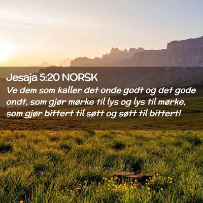 Picture 02 - Jesaja 5:20 NORSK - Ve dem som kaller det onde godt og det gode ondt, - Bible Verse Picture
