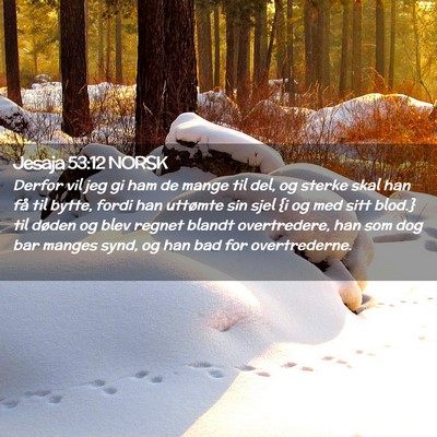 Picture 02 - Jesaja 53:12 NORSK - Derfor vil jeg gi ham de mange til del, og sterke - Bible Verse Picture