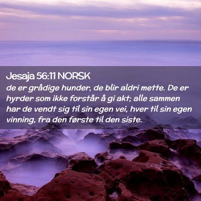 Picture 02 - Jesaja 56:11 NORSK - de er grådige hunder, de blir aldri mette. De er - Bible Verse Picture