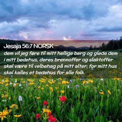 Picture 02 - Jesaja 56:7 NORSK - dem vil jeg føre til mitt hellige berg og glede - Bible Verse Picture