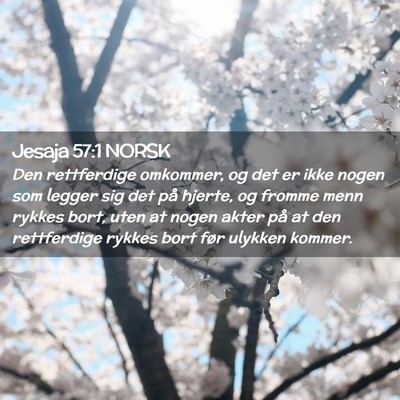 Picture 02 - Jesaja 57:1 NORSK - Den rettferdige omkommer, og det er ikke nogen - Bible Verse Picture