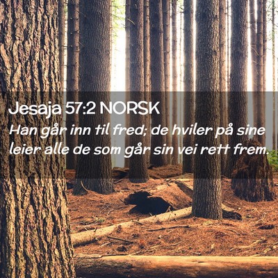Picture 02 - Jesaja 57:2 NORSK - Han går inn til fred; de hviler på sine leier - Bible Verse Picture