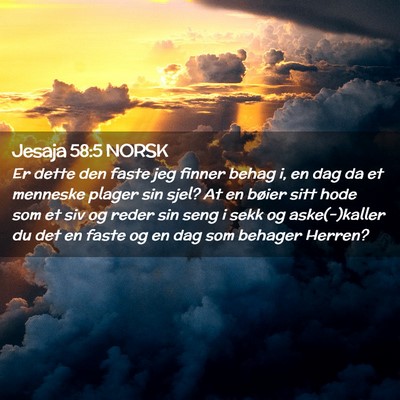 Picture 02 - Jesaja 58:5 NORSK - Er dette den faste jeg finner behag i, en dag da - Bible Verse Picture