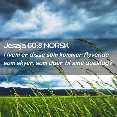 Picture 02 - Jesaja 60:8 NORSK - Hvem er disse som kommer flyvende som skyer, som - Bible Verse Picture