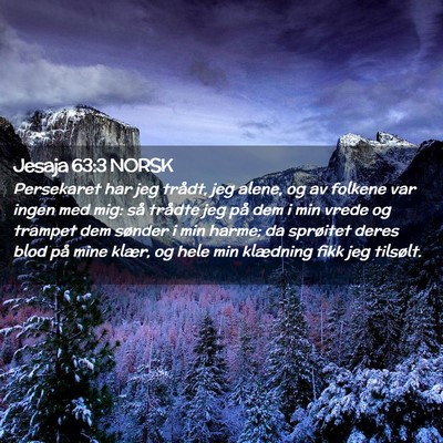 Picture 02 - Jesaja 63:3 NORSK - Persekaret har jeg trådt, jeg alene, og av - Bible Verse Picture