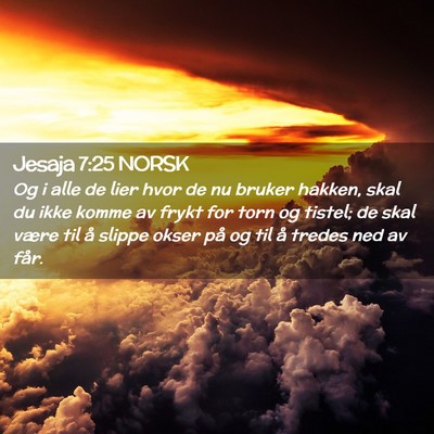 Picture 02 - Jesaja 7:25 NORSK - Og i alle de lier hvor de nu bruker hakken, skal - Bible Verse Picture
