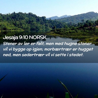 Picture 02 - Jesaja 9:10 NORSK - Stener av ler er falt, men med hugne stener vil - Bible Verse Picture