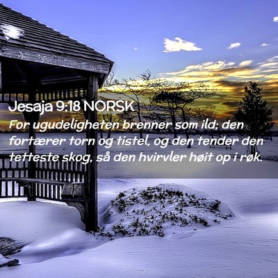 Picture 02 - Jesaja 9:18 NORSK - For ugudeligheten brenner som ild; den fortærer - Bible Verse Picture