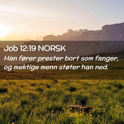 Picture 02 - Job 12:19 NORSK - Han fører prester bort som fanger, og mektige - Bible Verse Picture