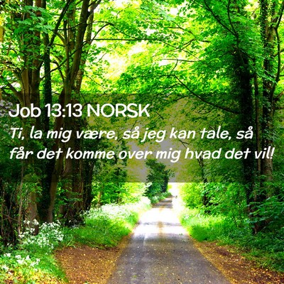 Picture 02 - Job 13:13 NORSK - Ti, la mig være, så jeg kan tale, så får det - Bible Verse Picture