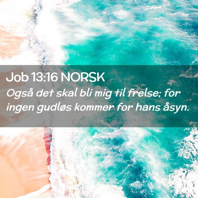 Picture 02 - Job 13:16 NORSK - Også det skal bli mig til frelse; for ingen - Bible Verse Picture
