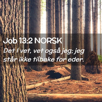 Picture 02 - Job 13:2 NORSK - Det I vet, vet også jeg; jeg står ikke tilbake - Bible Verse Picture