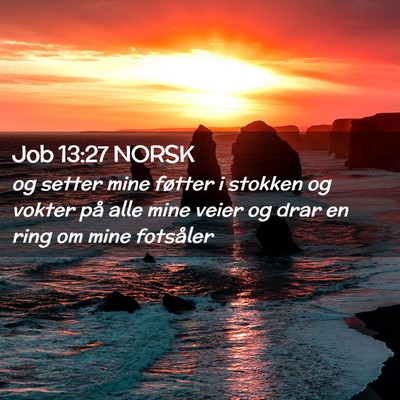 Picture 02 - Job 13:27 NORSK - og setter mine føtter i stokken og vokter på - Bible Verse Picture