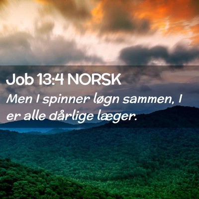 Picture 02 - Job 13:4 NORSK - Men I spinner løgn sammen, I er alle dårlige - Bible Verse Picture