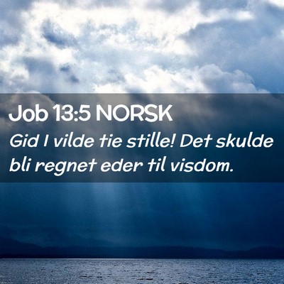 Picture 02 - Job 13:5 NORSK - Gid I vilde tie stille! Det skulde bli regnet - Bible Verse Picture