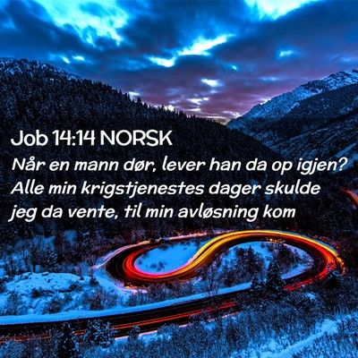 Picture 02 - Job 14:14 NORSK - Når en mann dør, lever han da op igjen? Alle - Bible Verse Picture