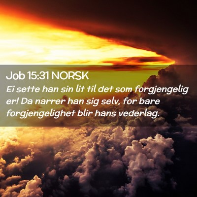 Picture 02 - Job 15:31 NORSK - Ei sette han sin lit til det som forgjengelig er! - Bible Verse Picture