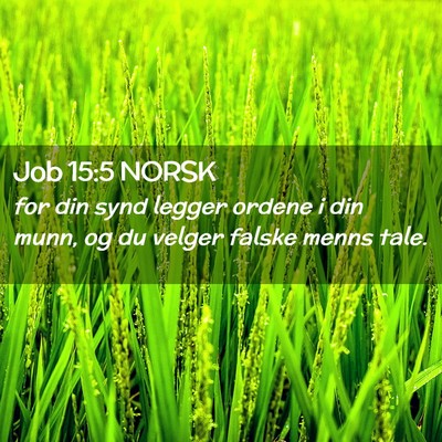 Picture 02 - Job 15:5 NORSK - for din synd legger ordene i din munn, og du - Bible Verse Picture