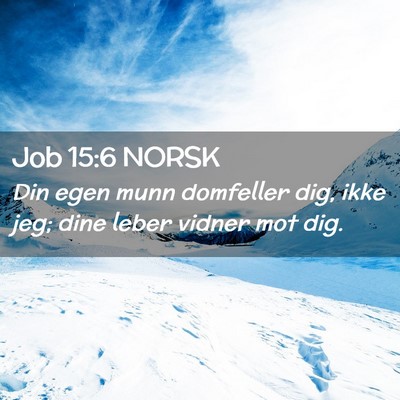 Picture 02 - Job 15:6 NORSK - Din egen munn domfeller dig, ikke jeg; dine leber - Bible Verse Picture