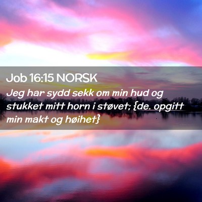 Picture 02 - Job 16:15 NORSK - Jeg har sydd sekk om min hud og stukket mitt horn - Bible Verse Picture