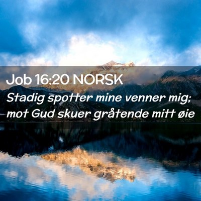 Picture 02 - Job 16:20 NORSK - Stadig spotter mine venner mig; mot Gud skuer - Bible Verse Picture
