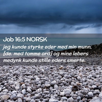 Picture 02 - Job 16:5 NORSK - jeg kunde styrke eder med min munn, {de. med - Bible Verse Picture